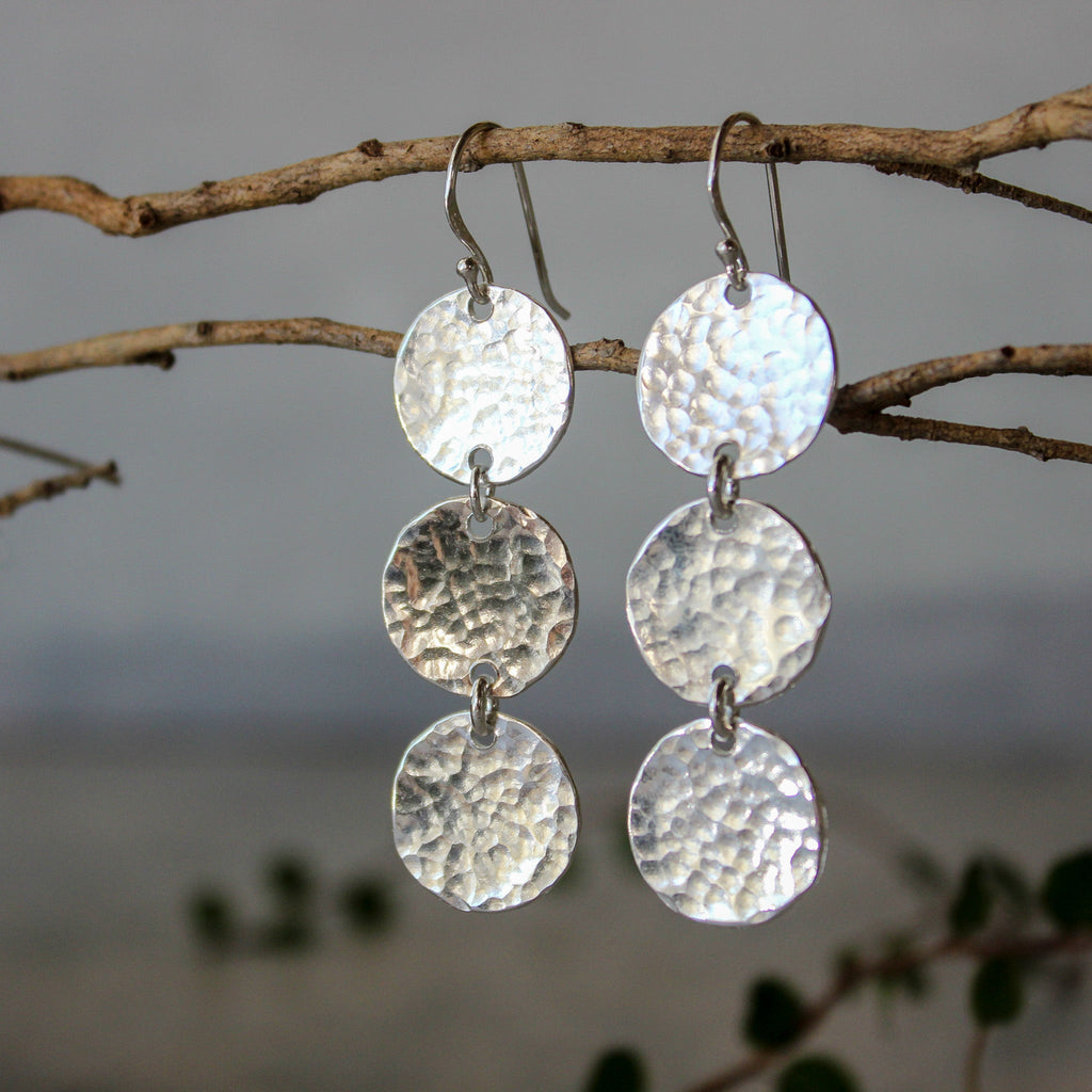 Triple Silver Disc Earrings - Tribe Castlemaine