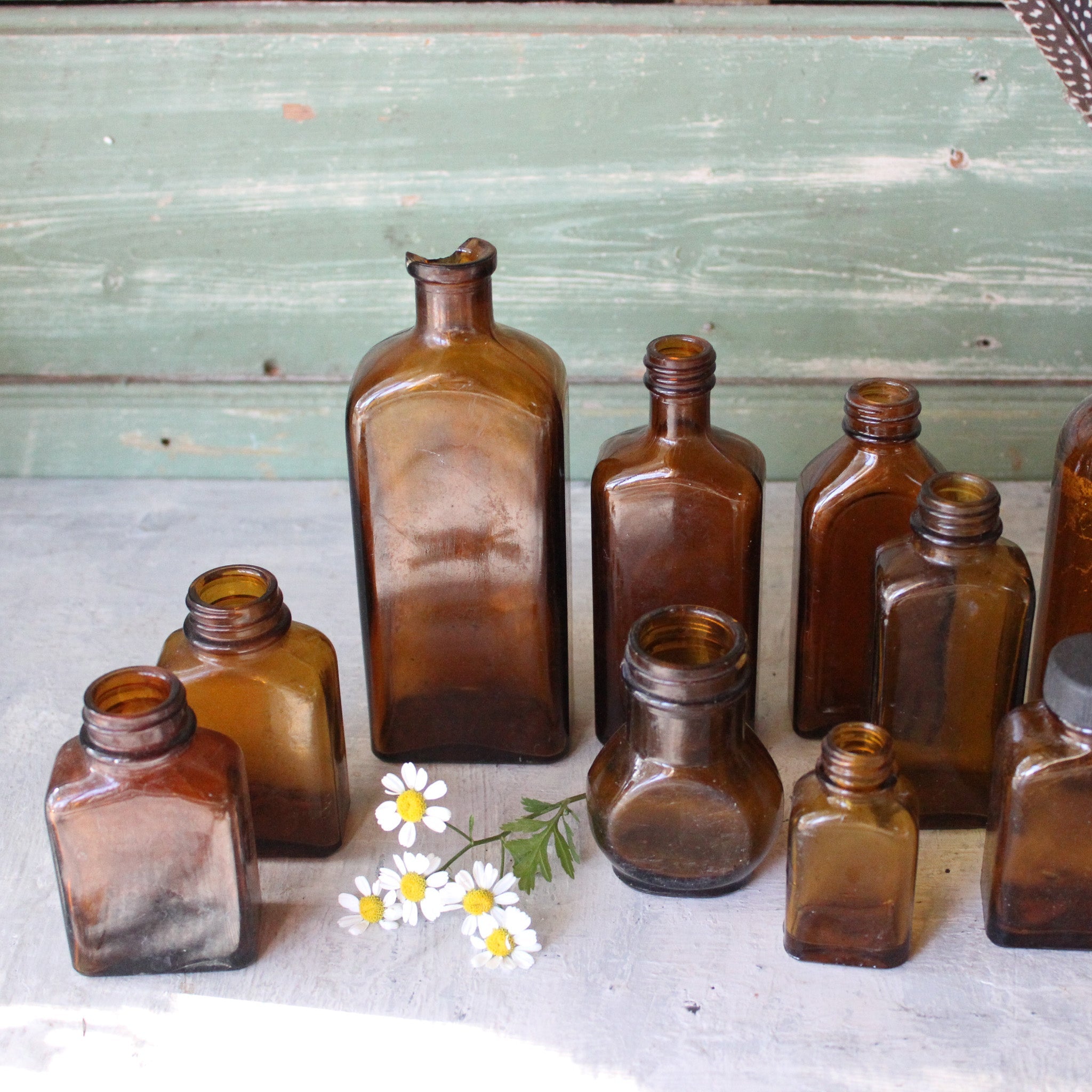 Vintage Amber Glass Bottles - Tribe Castlemaine