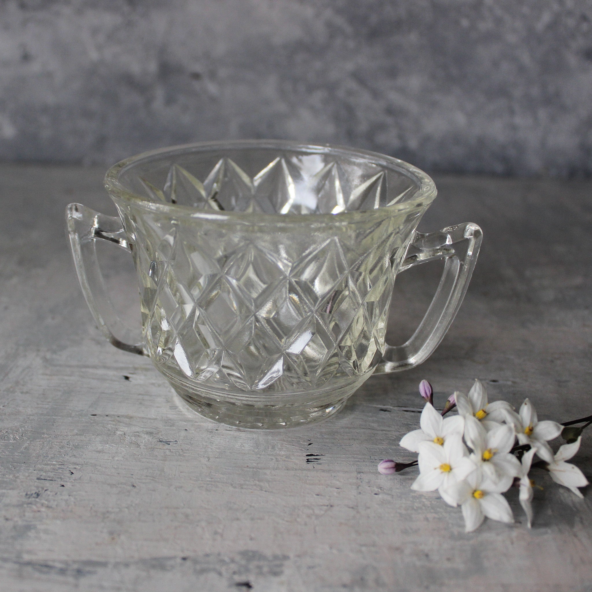 Vintage Cut Glass Sugar Bowl - Tribe Castlemaine