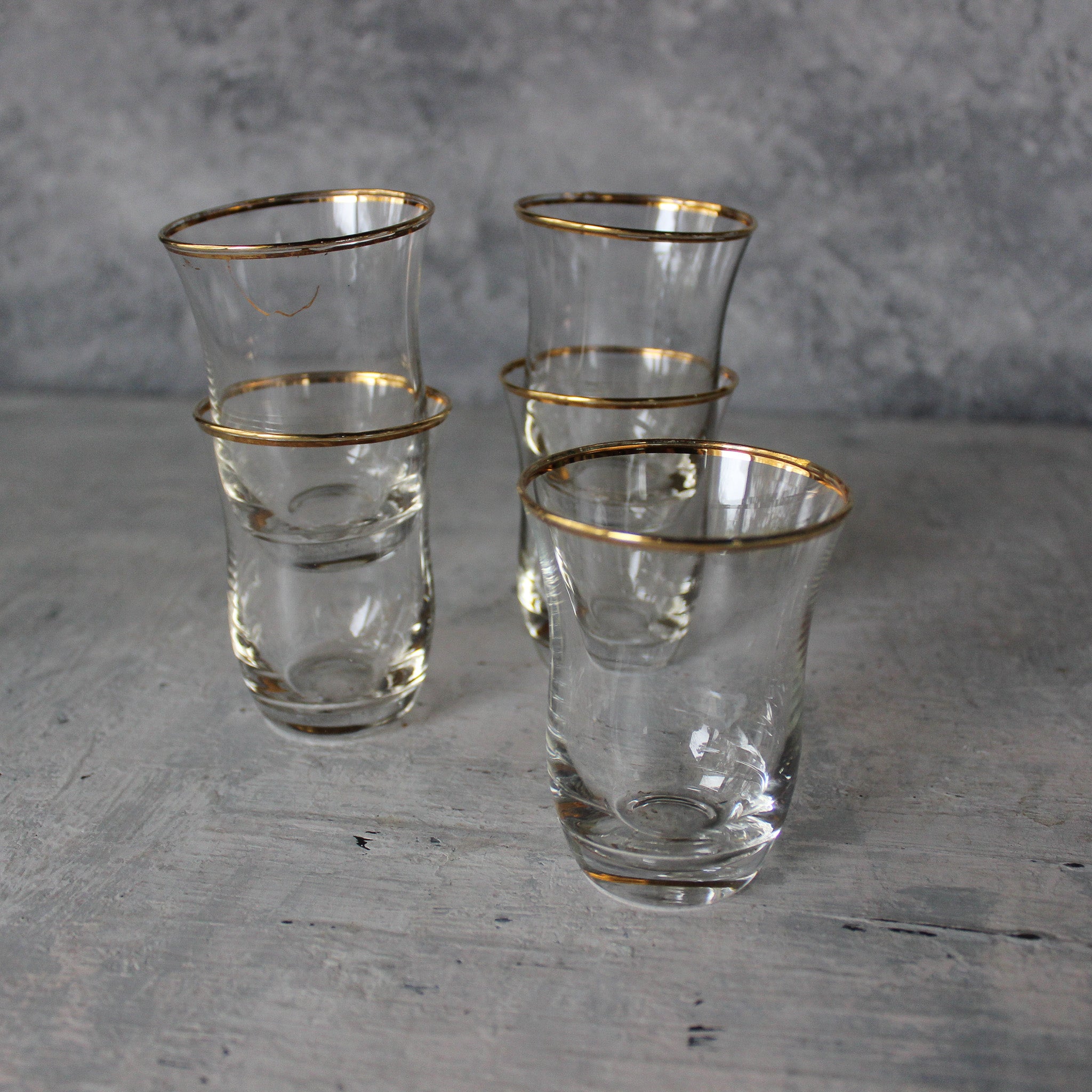Vintage Gold Rim Shot Glass Set - Tribe Castlemaine