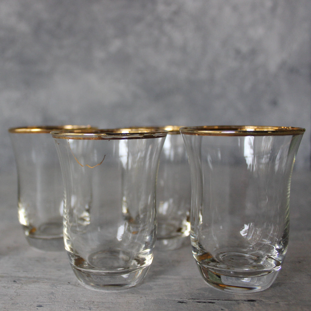 Vintage Gold Rim Shot Glass Set - Tribe Castlemaine