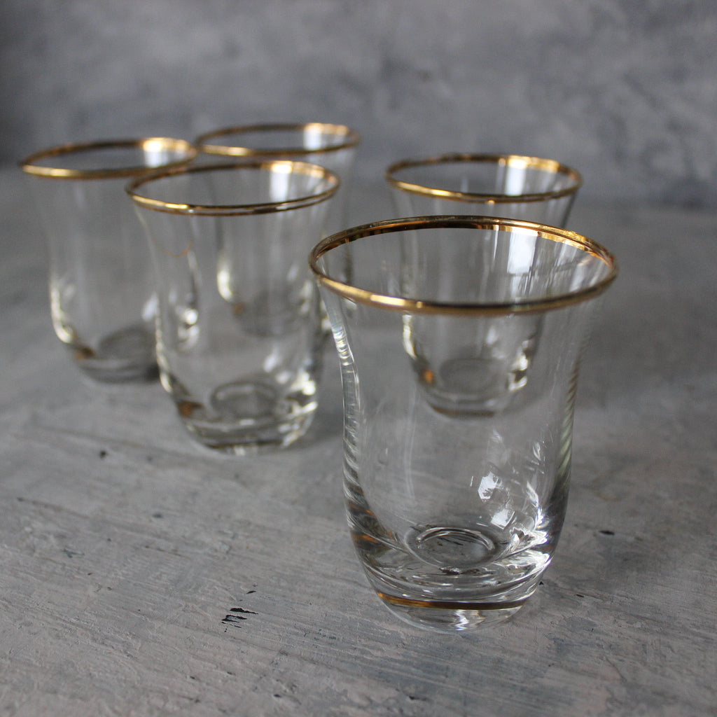 Vintage Gold Rim Shot Glass Set - Tribe Castlemaine