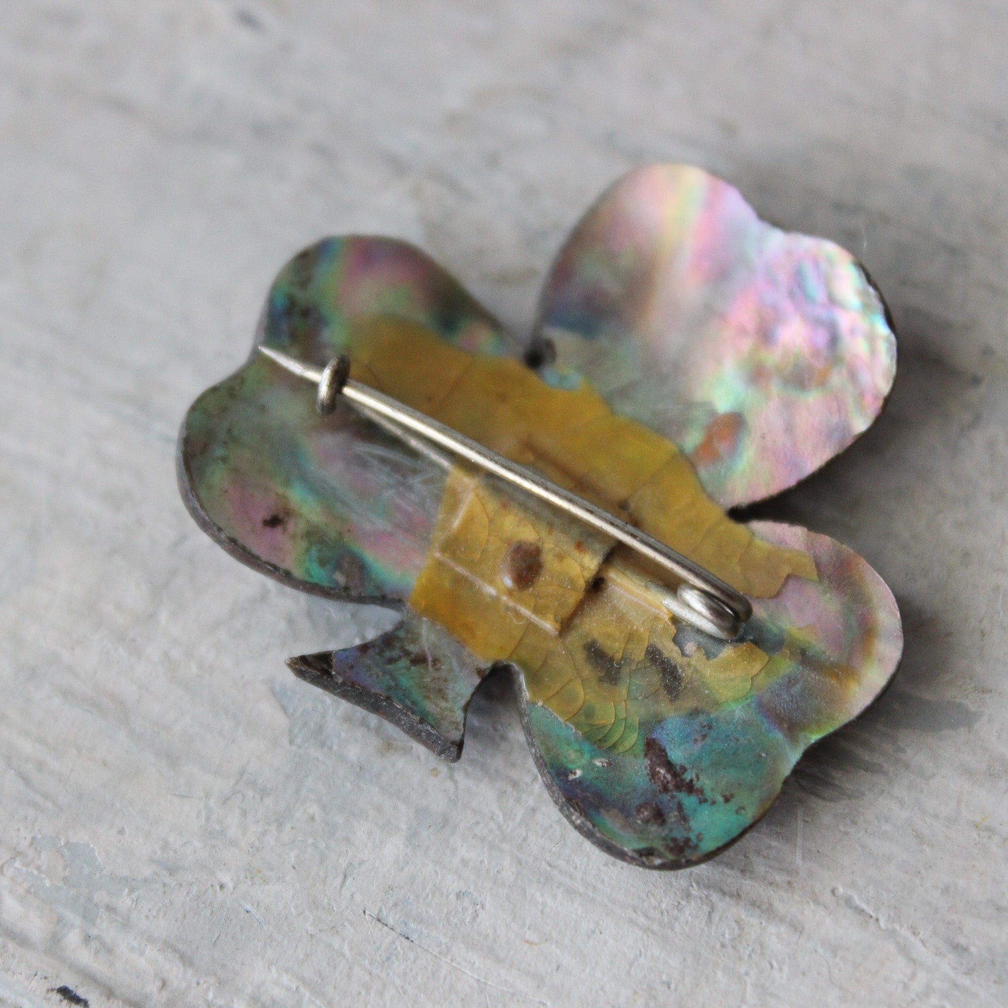 Vintage Paua Shell Clover Brooch - Tribe Castlemaine