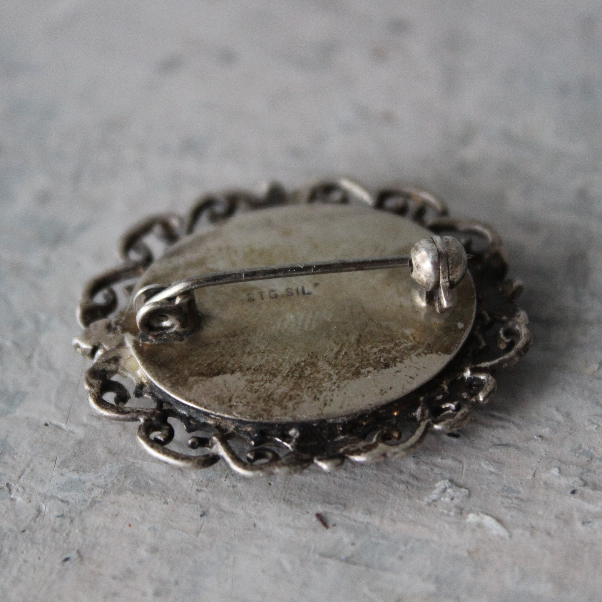Vintage Paua Shell Sterling Silver Oval Brooch - Tribe Castlemaine