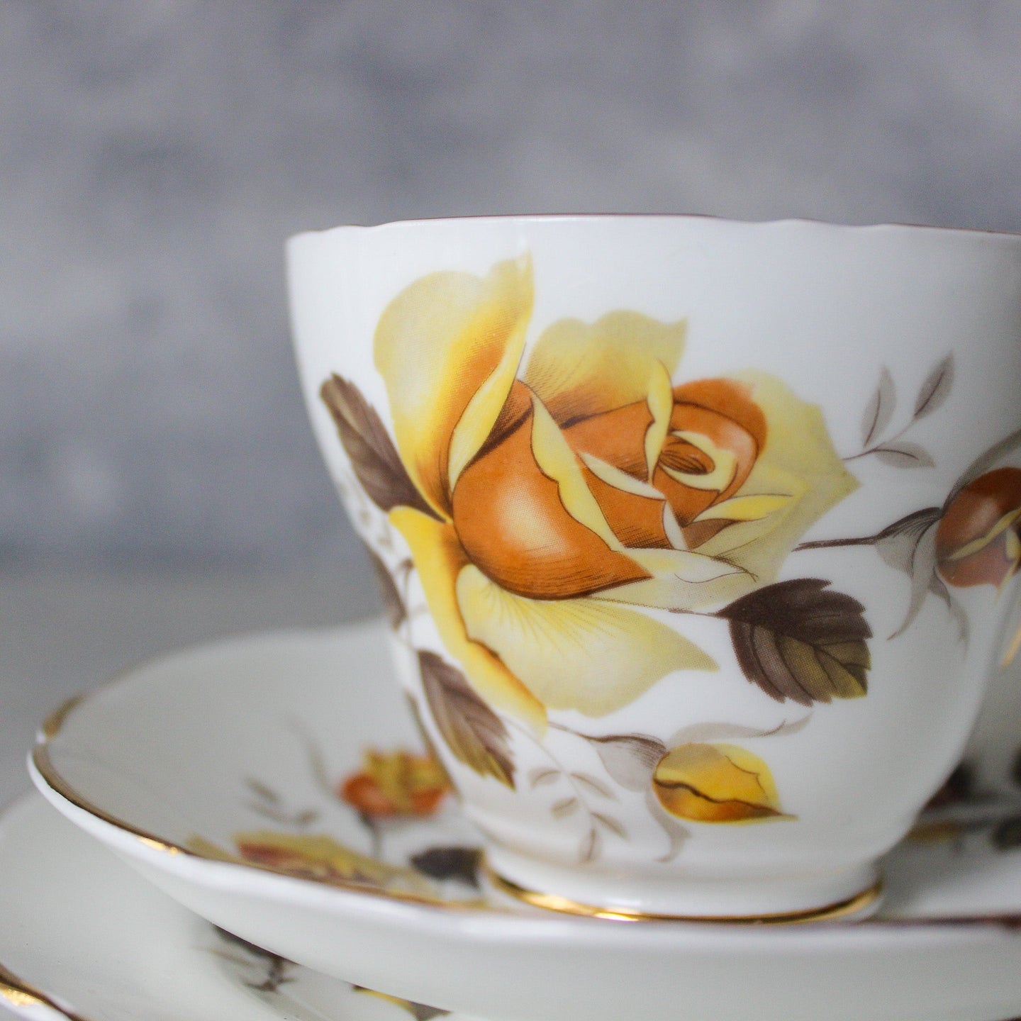 Vintage Regency Yellow Roses Tea Cup Trio - Main Image
