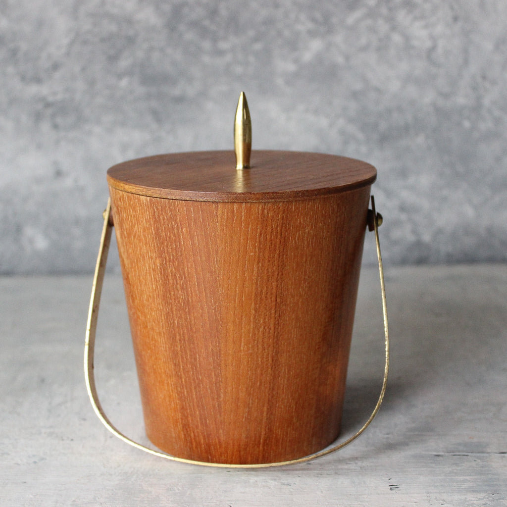Vintage Teak and Brass Ice Bucket - Tribe Castlemaine
