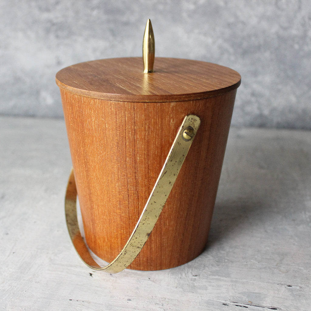 Vintage Teak and Brass Ice Bucket - Tribe Castlemaine
