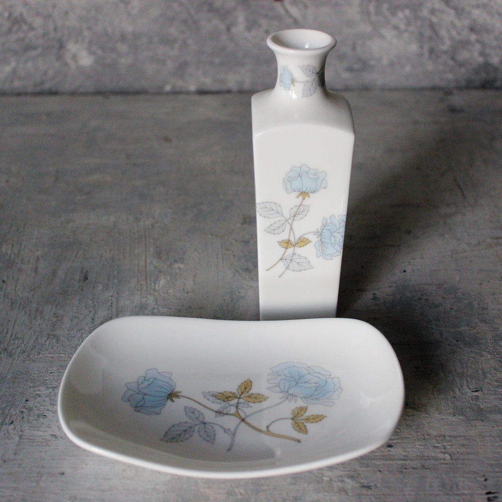 Vintage Wedgwood 'Ice Rose' Vase & Dish - Tribe Castlemaine