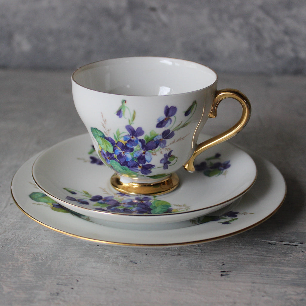 Vintage Westminster Violets Tea Cup Trio - Tribe Castlemaine