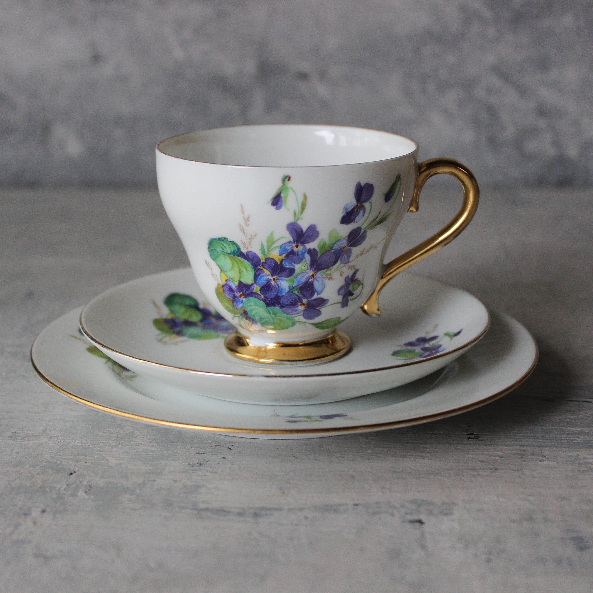 Vintage Westminster Violets Tea Cup Trio - Tribe Castlemaine