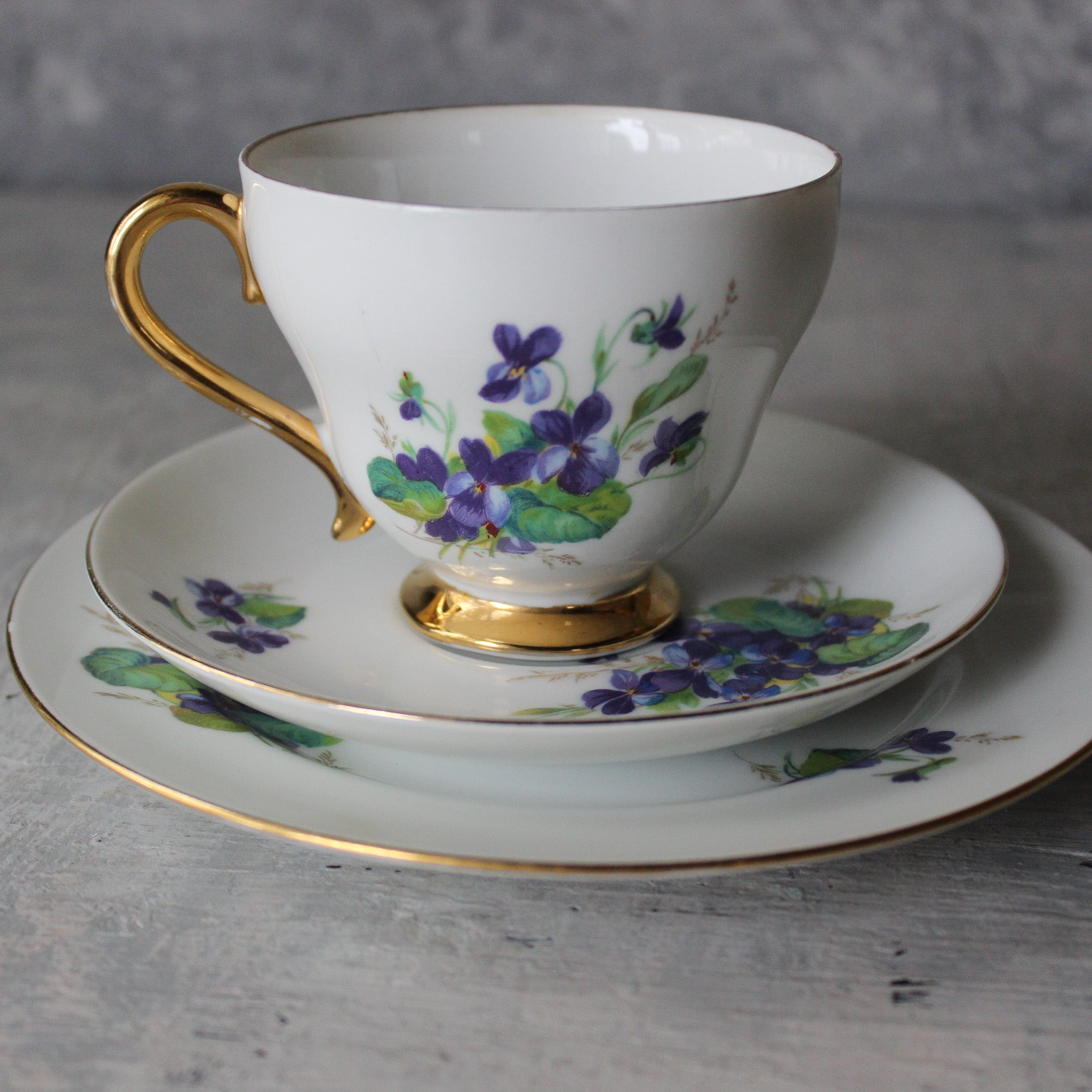 Vintage Westminster Violets Tea Cup Trio - Tribe Castlemaine