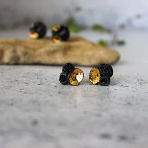 Porcelain Studs Black Rock Coral