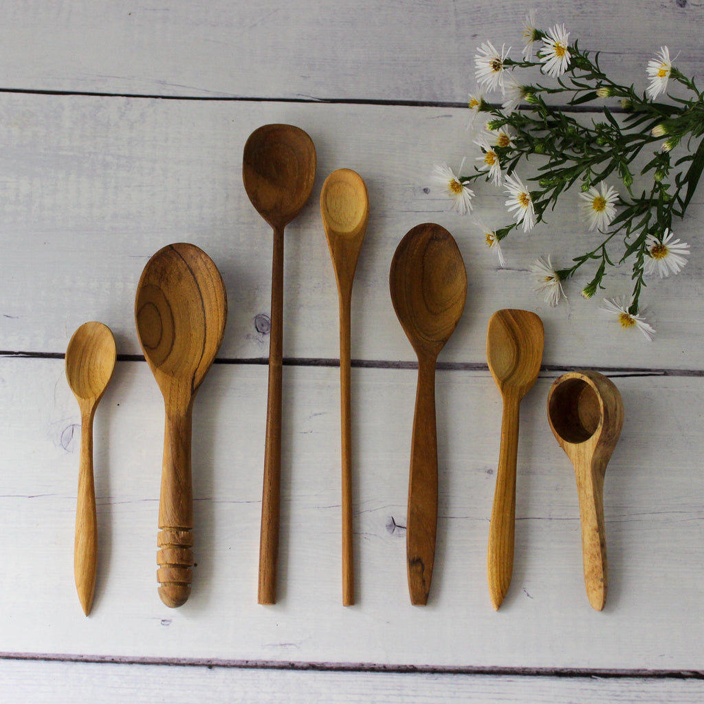 Assorted Small Teak Spoons - Tribe Castlemaine