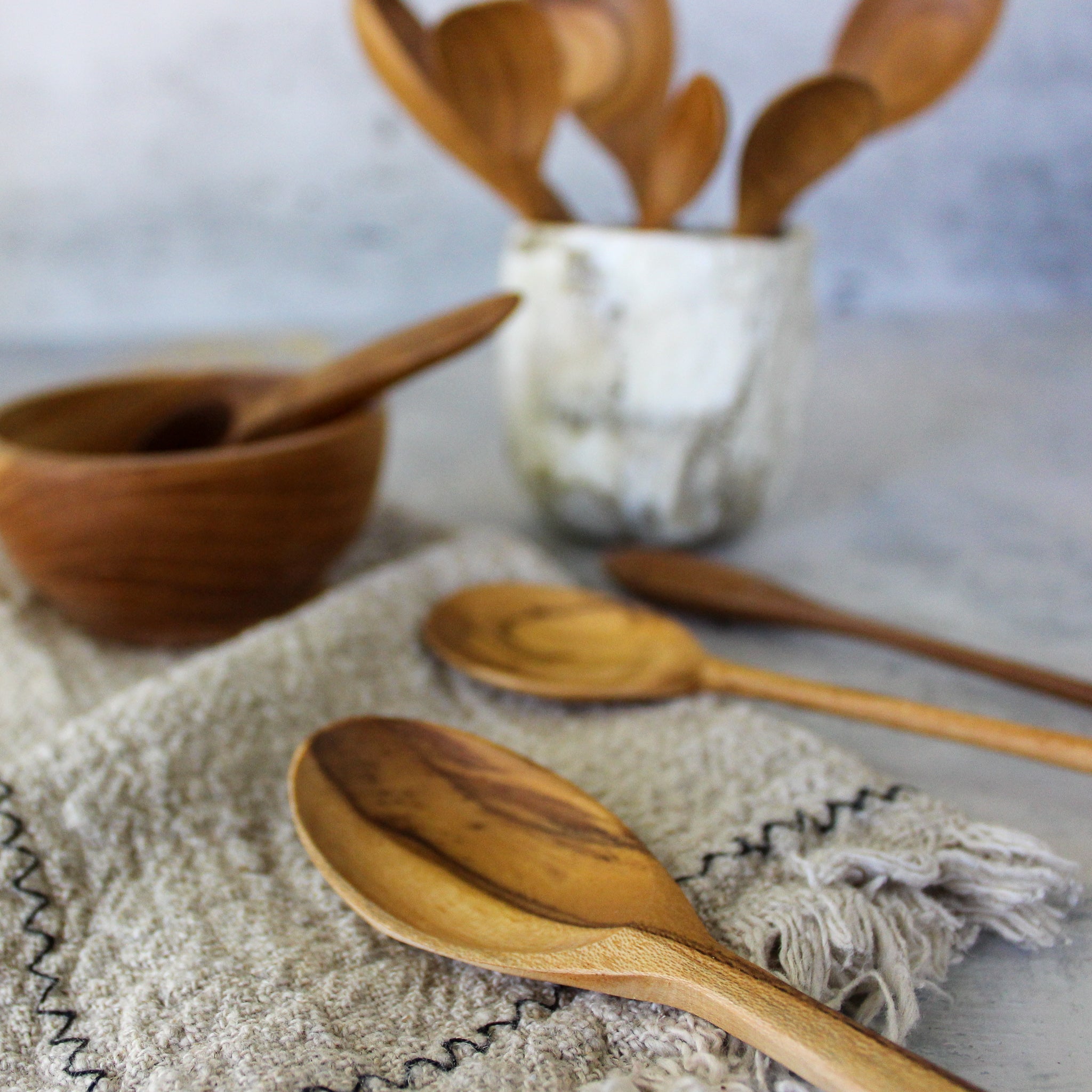 Assorted Small Teak Spoons - Tribe Castlemaine