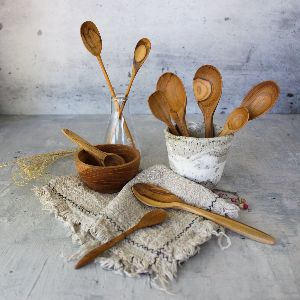 Assorted Small Teak Spoons - Tribe Castlemaine