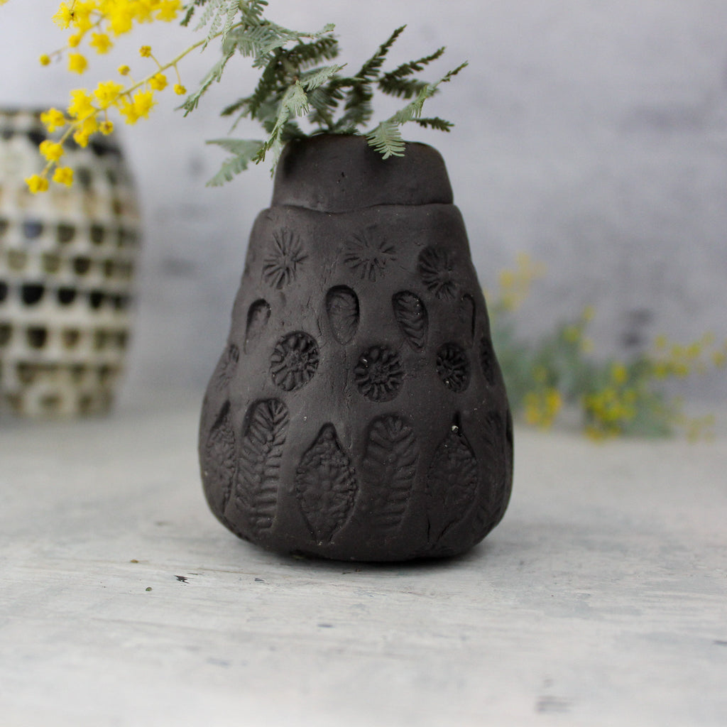 Black Ceramic Lace Vases - Tribe Castlemaine