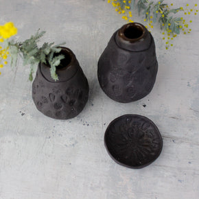Black Ceramic Lace Vases - Tribe Castlemaine
