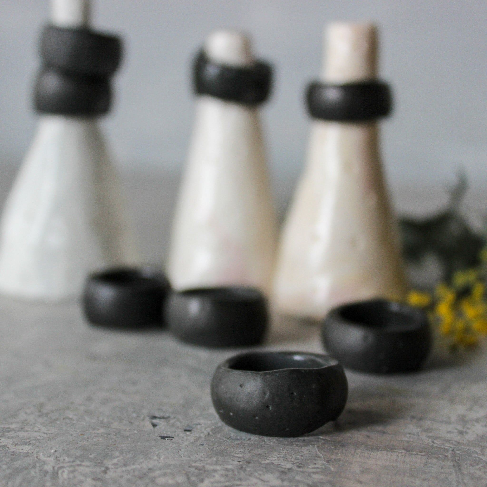 Black Porcelain Band Rings - Tribe Castlemaine