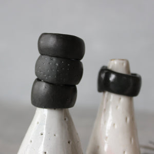 Black Porcelain Band Rings - Tribe Castlemaine