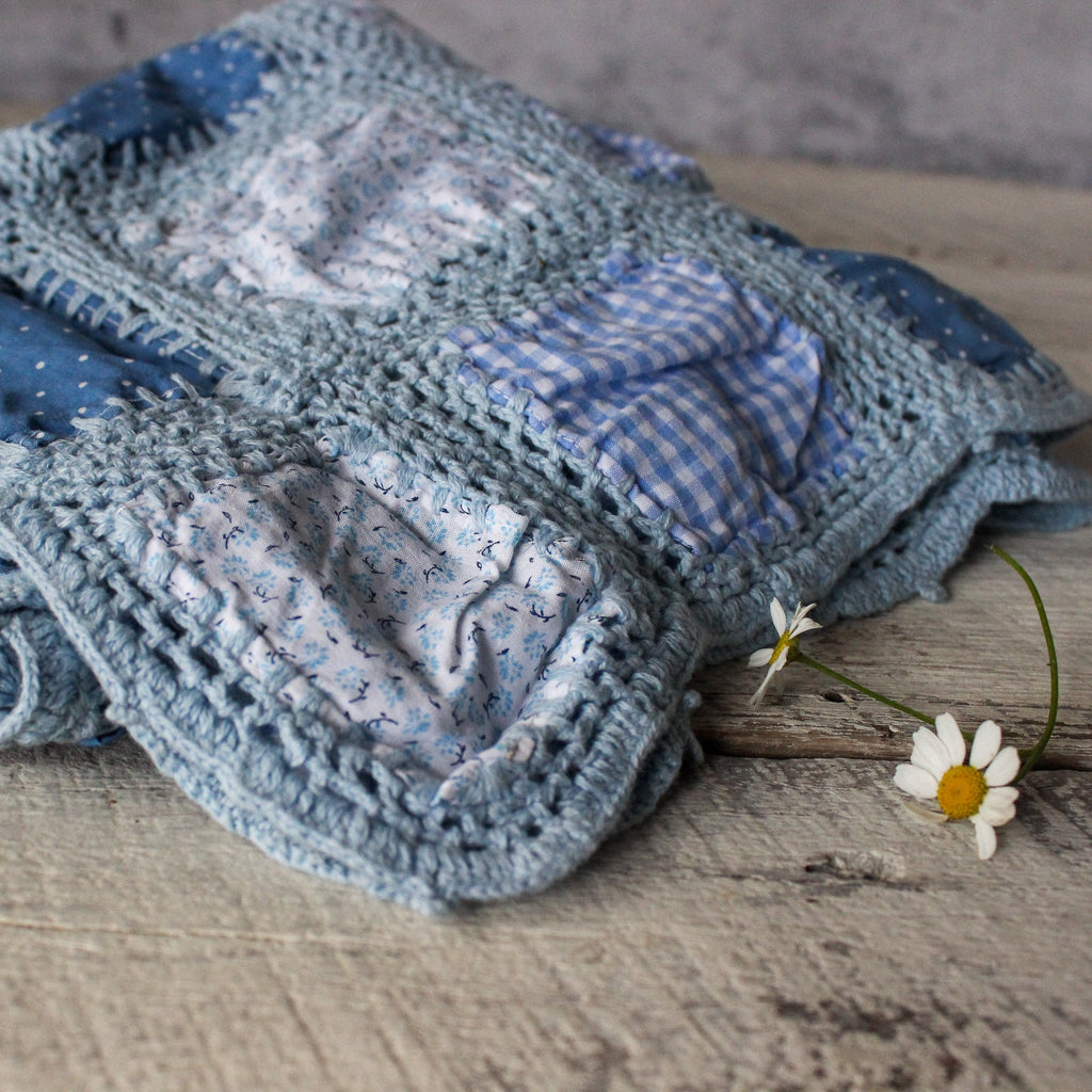 Blue Patchwork Crochet Blanket - Tribe Castlemaine