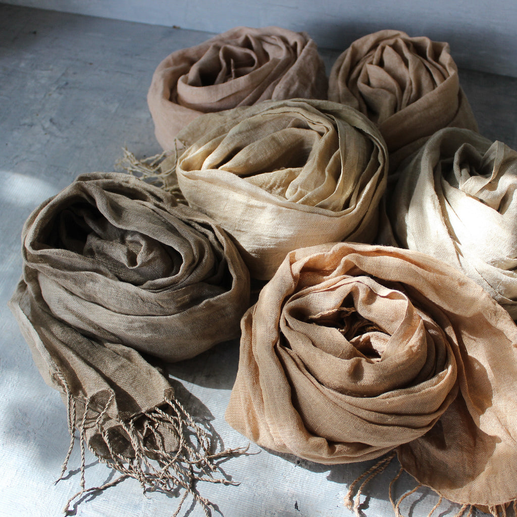 Botanical Dye Pure Linen Scarves : Autumn Collection - Tribe Castlemaine