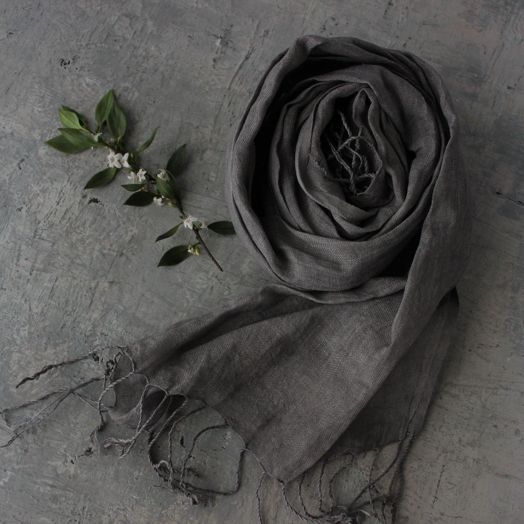 Botanical Dye Pure Linen Scarves : Storm Collection - Tribe Castlemaine