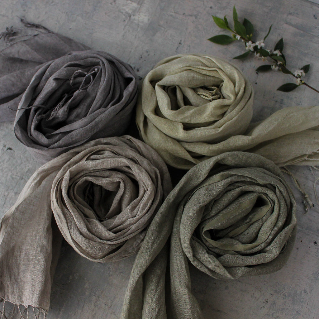 Botanical Dye Pure Linen Scarves : Storm Collection - Tribe Castlemaine