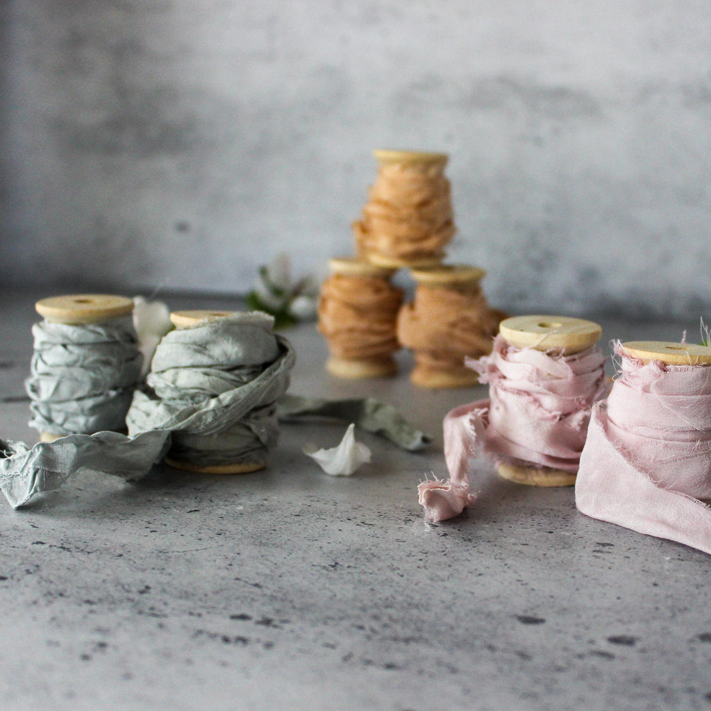 Botanical Dye Silk Ribbon Bobbins - Tribe Castlemaine