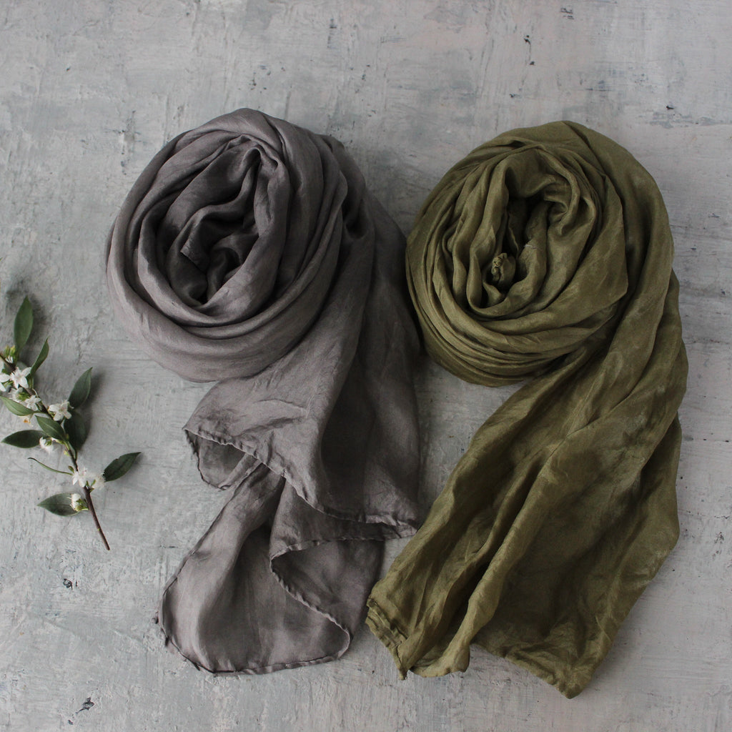 Botanical Dye Silk Scarves : Storm Collection - Tribe Castlemaine