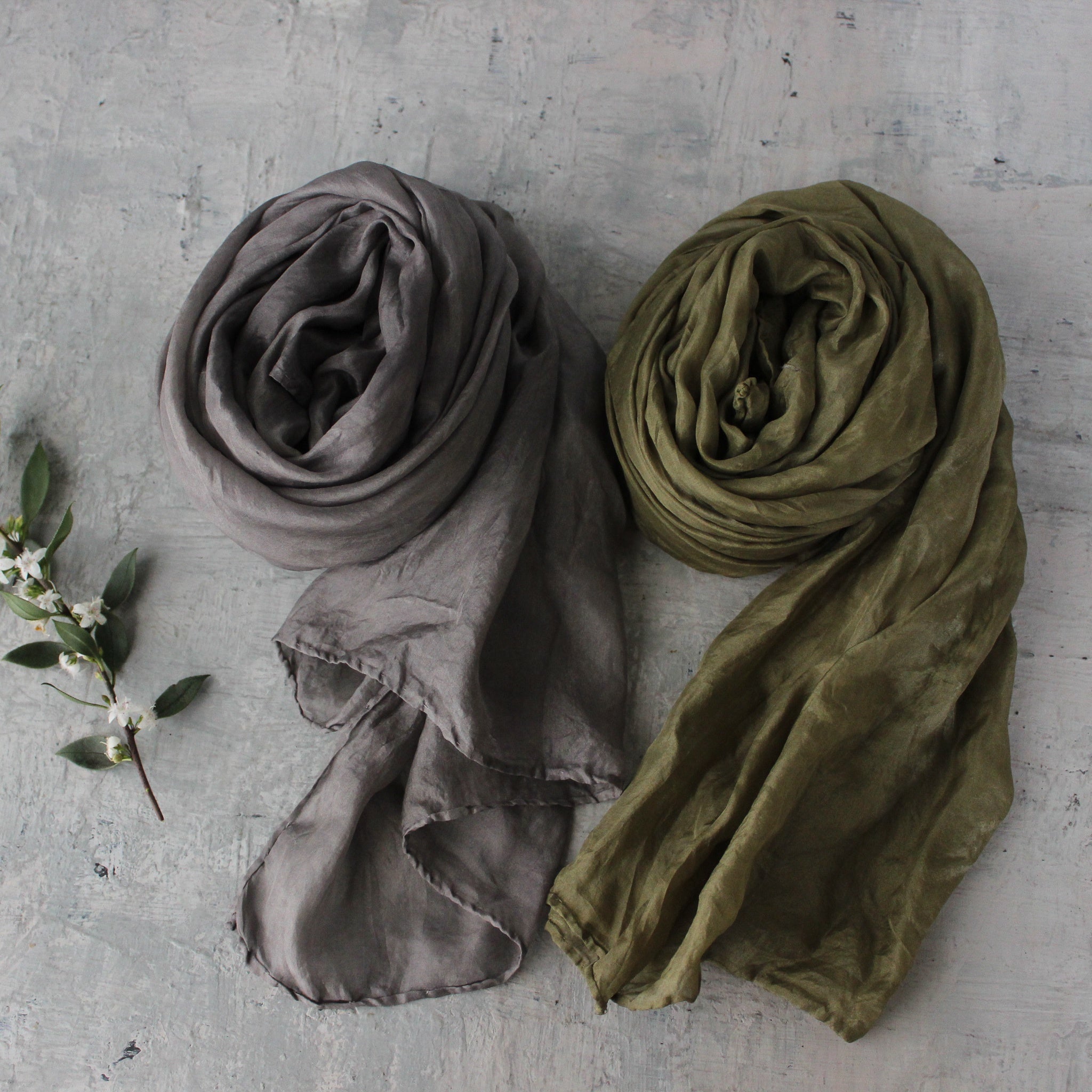 Botanical Dye Silk Scarves : Storm Collection - Tribe Castlemaine