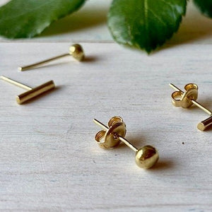 Brass Ball & Bar Stud Earrings - Tribe Castlemaine