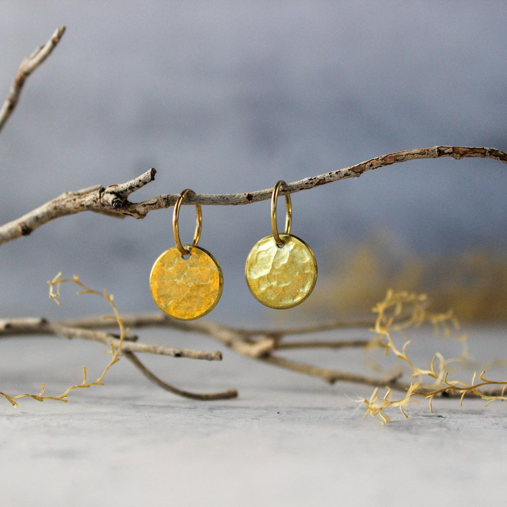 Brass Disc Sleeper Earrings - Tribe Castlemaine
