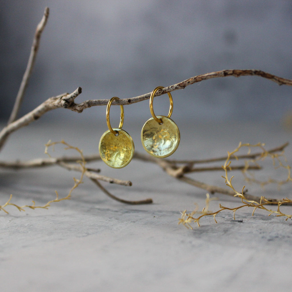Brass Disc Sleeper Earrings - Tribe Castlemaine