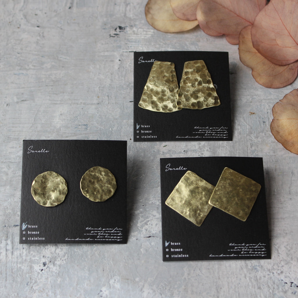 Brass Hammered Clip-on Earrings - Tribe Castlemaine