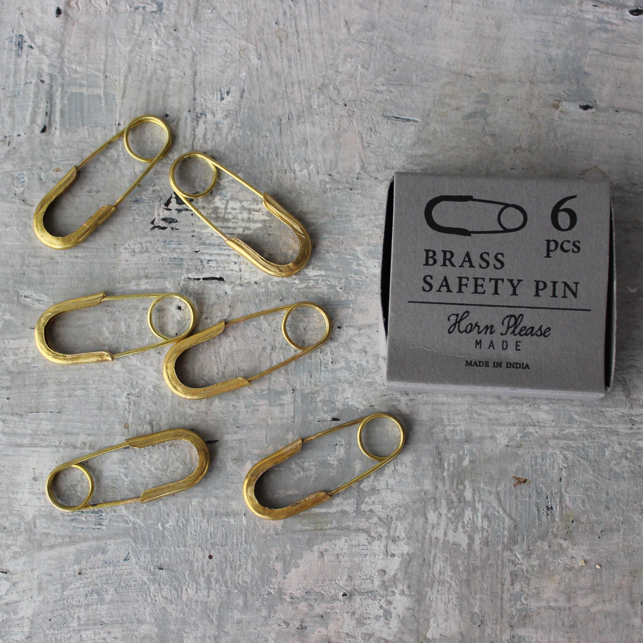 Brass Safety Pins Box of 6 pcs - Tribe Castlemaine