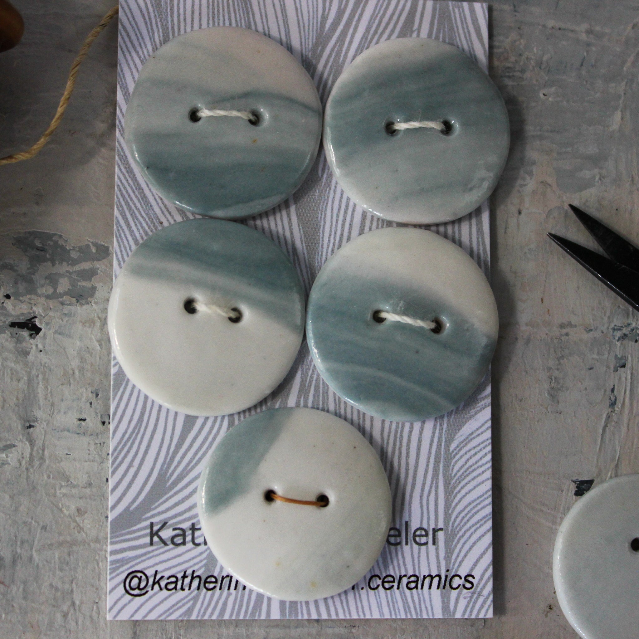 Ceramic Buttons : Blue Marbled - Tribe Castlemaine