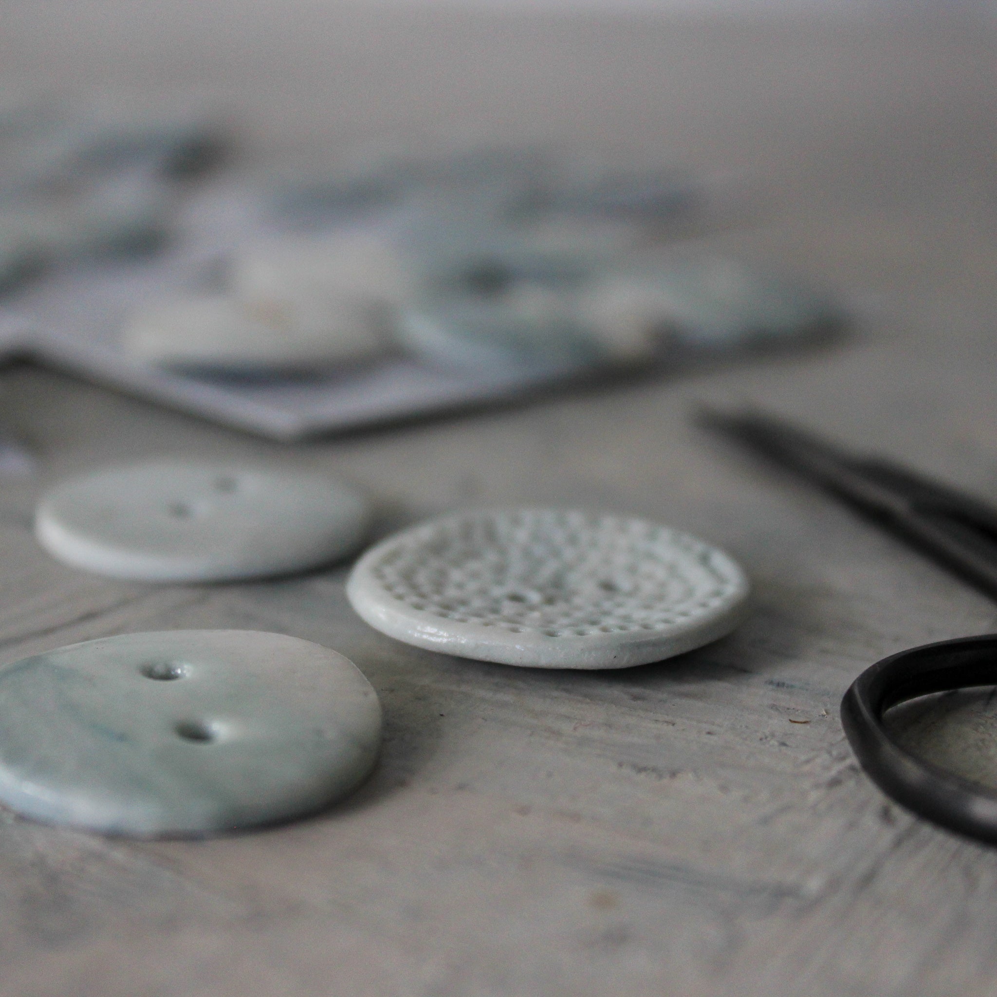 Ceramic Buttons : Blue Marbled - Tribe Castlemaine