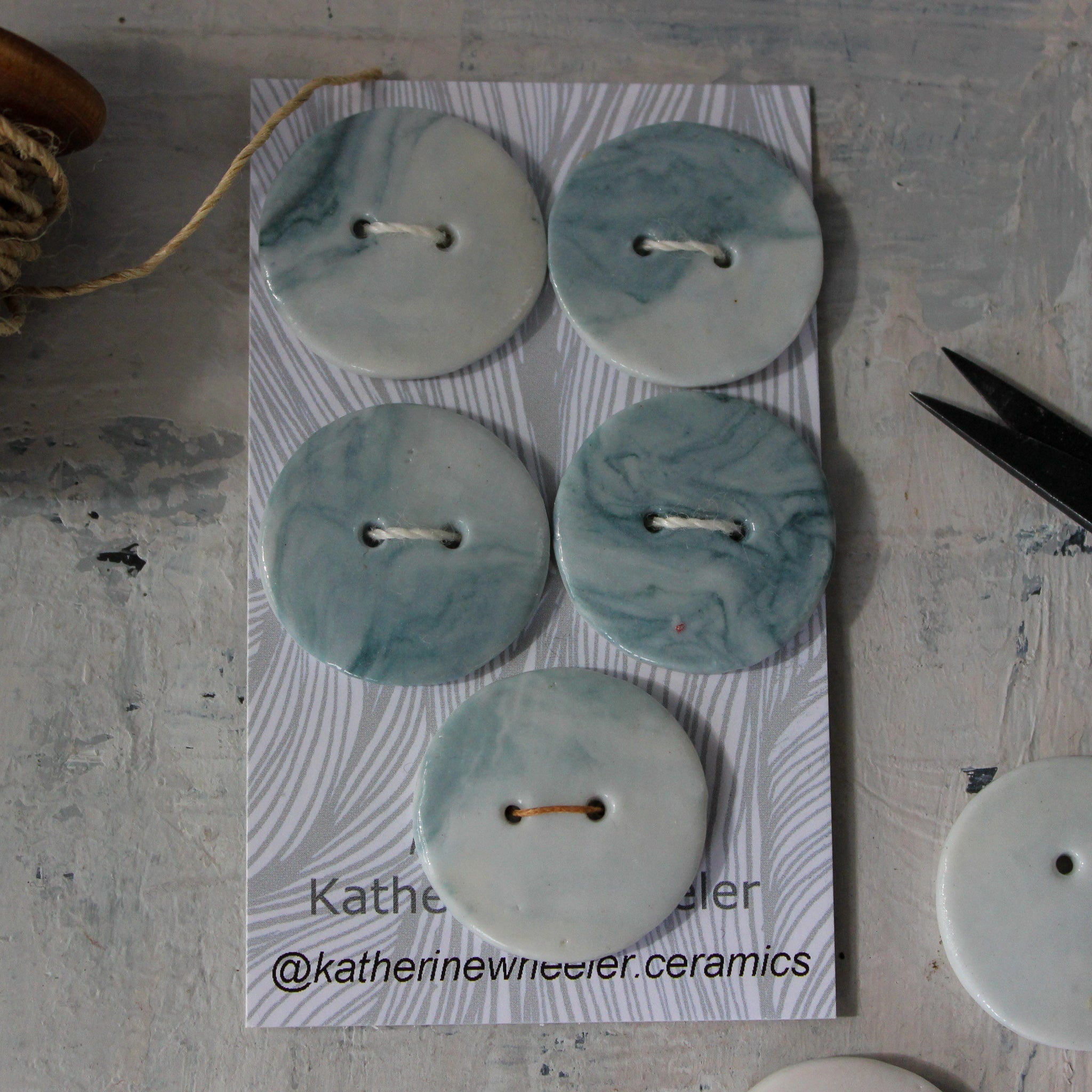 Ceramic Buttons : Blue Marbled - Tribe Castlemaine