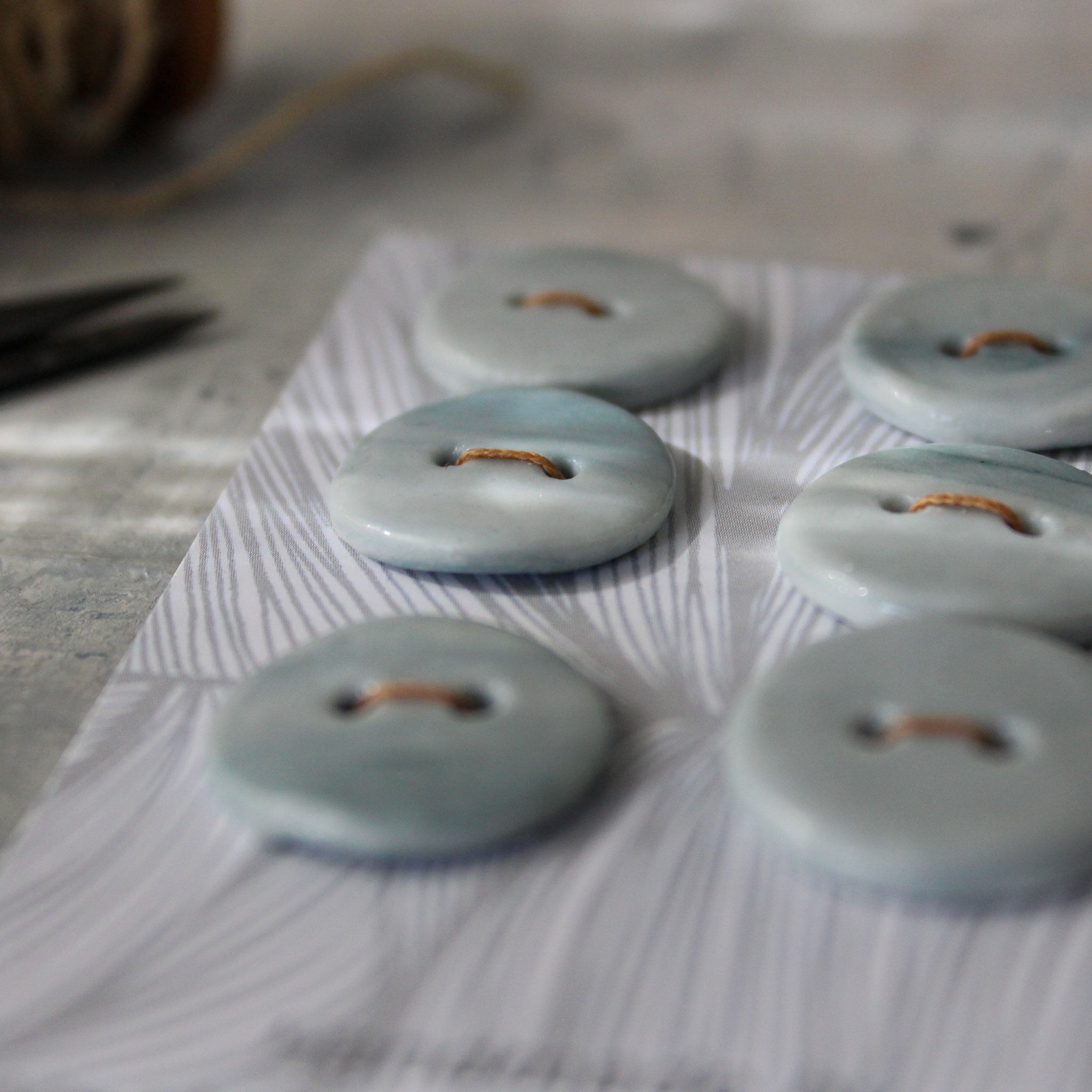 Ceramic Buttons : Blue Marbled - Tribe Castlemaine