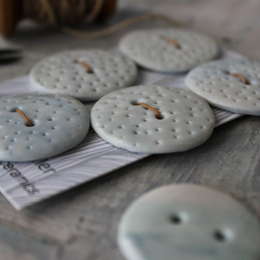 Ceramic Buttons : Blue Textured - Tribe Castlemaine