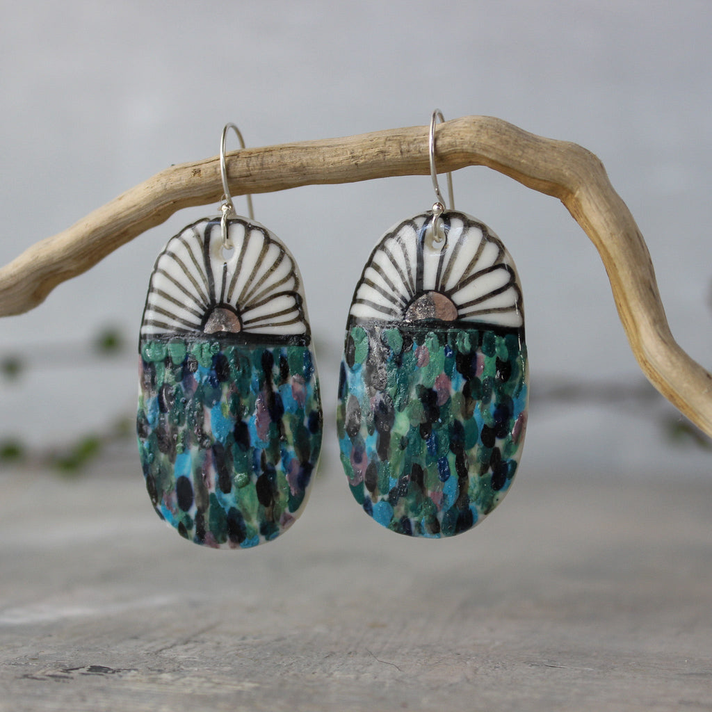 Ceramic Earrings Blue Drops #1 - Tribe Castlemaine