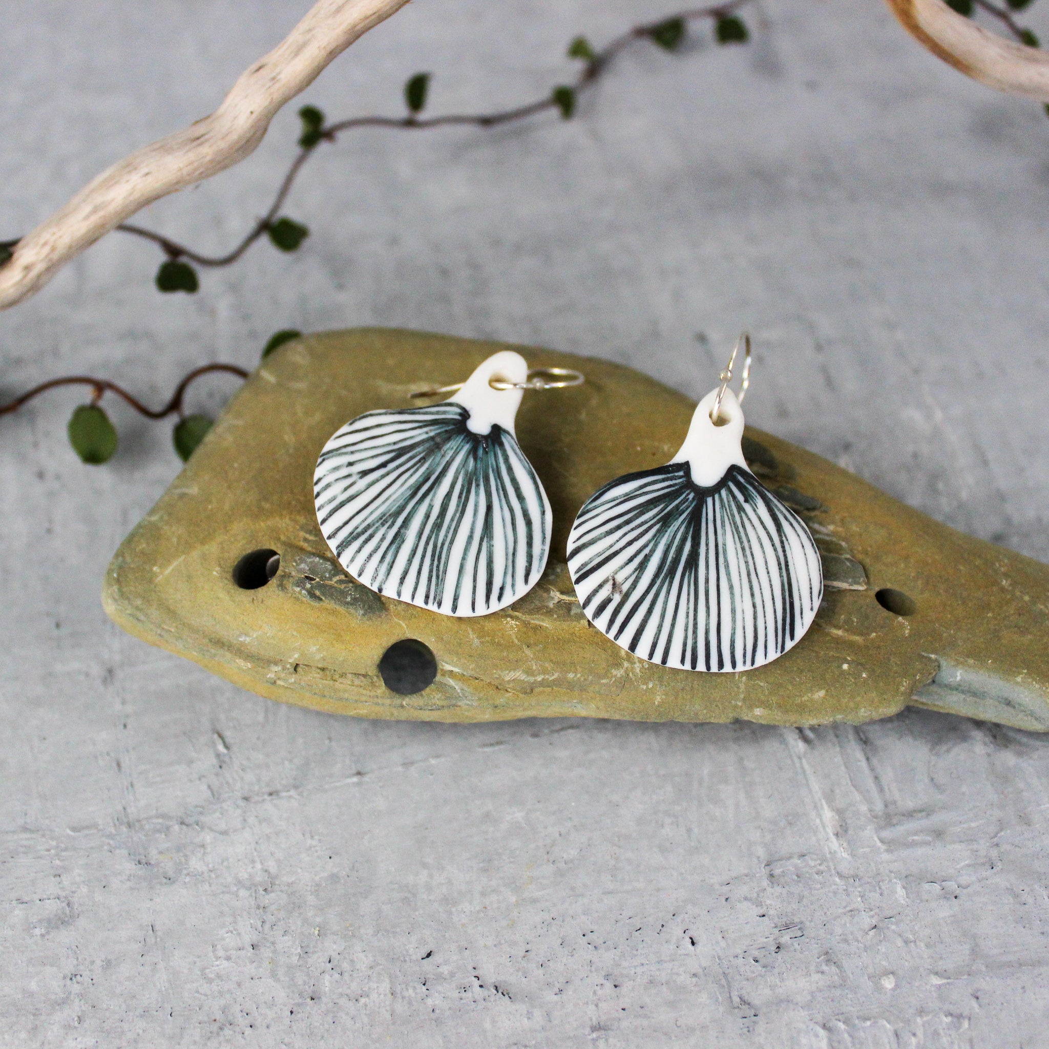 Ceramic Earrings Blue Fungi - Tribe Castlemaine