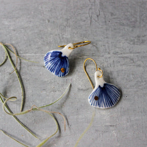 Ceramic Earrings Blue Fungi - Tribe Castlemaine