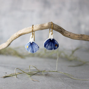 Ceramic Earrings Blue Fungi - Tribe Castlemaine