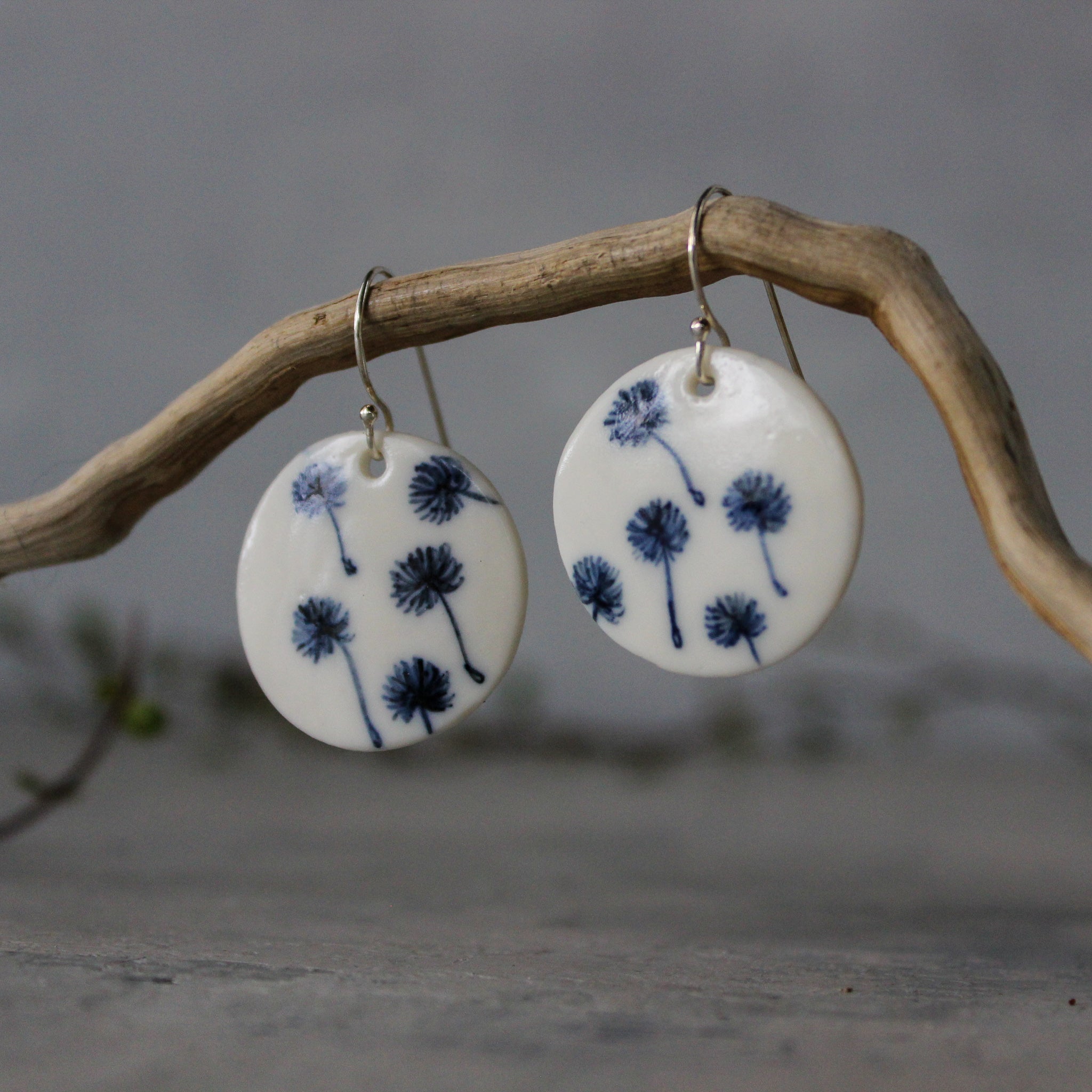 Ceramic Earrings Floating Dandelions - Tribe Castlemaine