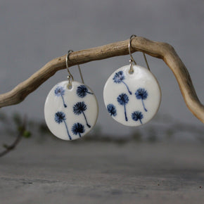 Ceramic Earrings Floating Dandelions - Tribe Castlemaine