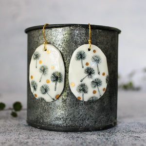 Ceramic Earrings Floating Dandelions - Tribe Castlemaine