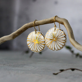 Ceramic Earrings Gold Daisy - Tribe Castlemaine