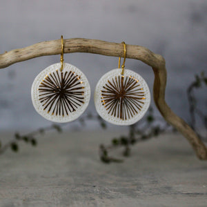 Ceramic Earrings Gold Star White - Tribe Castlemaine