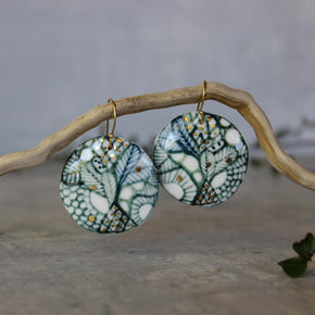 Ceramic Earrings Green Round - Tribe Castlemaine